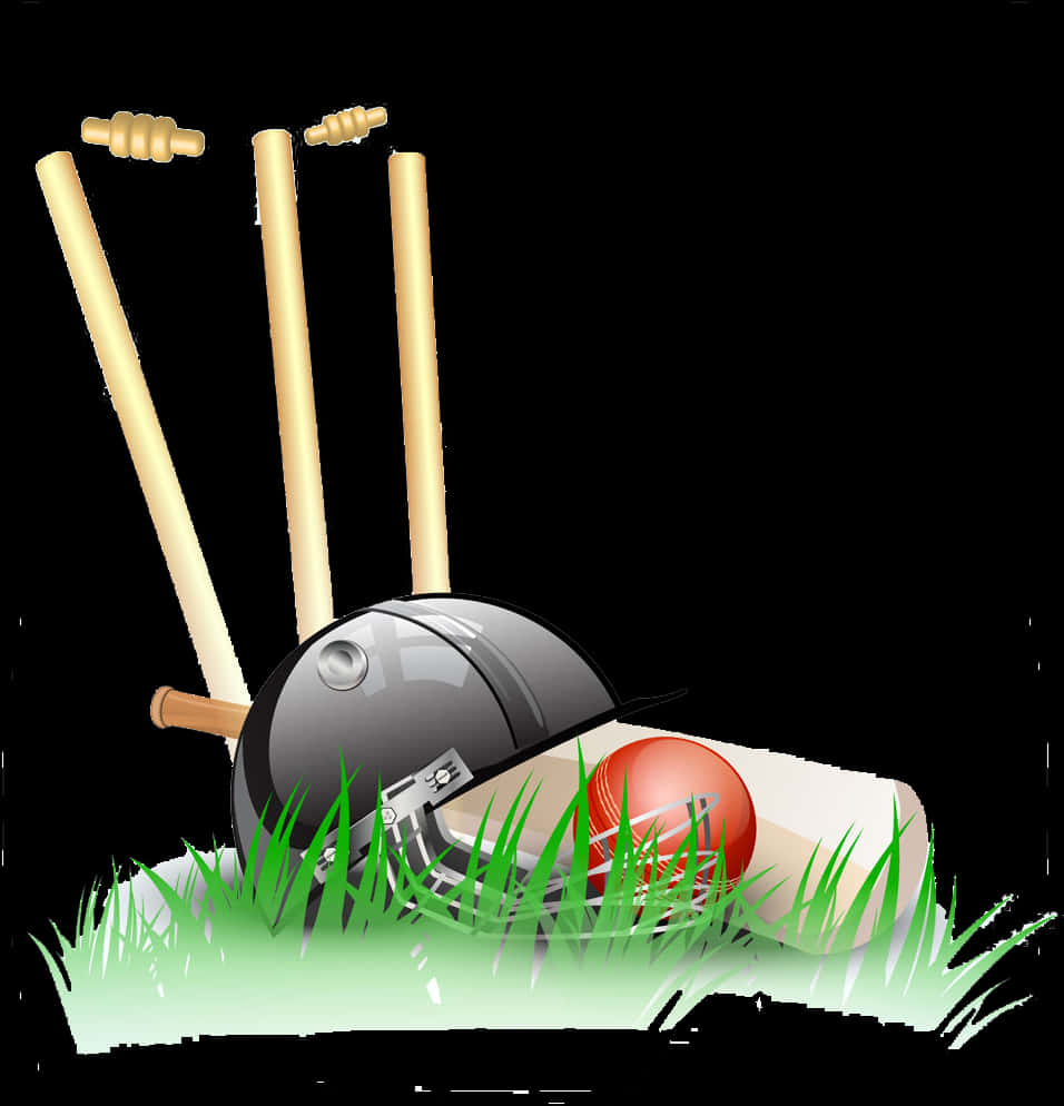 Cricket Equipment Illustration PNG image