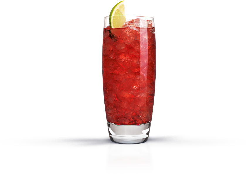 Crimson Cocktailwith Lime Garnish PNG image