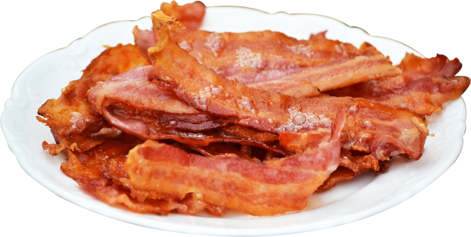 Crispy Bacon Sliceson Plate PNG image