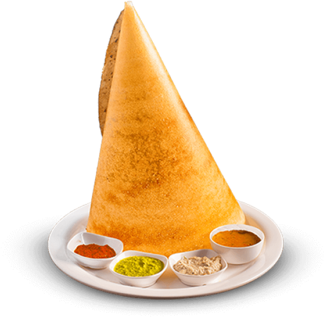 Crispy Cone Dosa With Chutneys PNG image