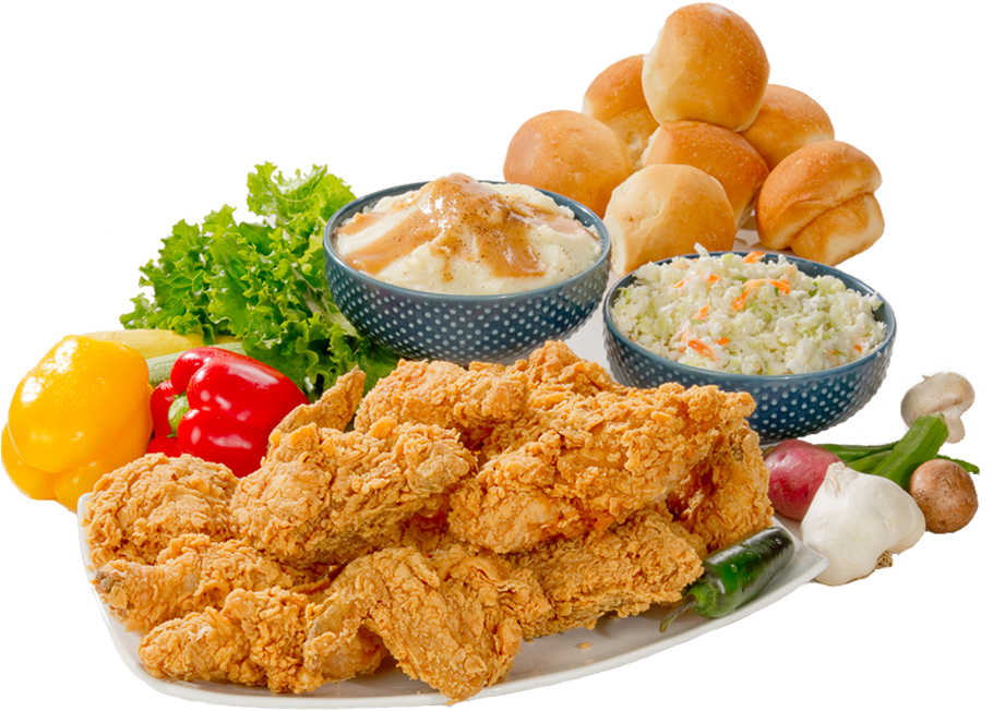 Crispy Fried Chicken Meal Spread PNG image