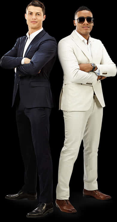 Cristiano_ Ronaldo_and_ Companion_in_ Suits PNG image