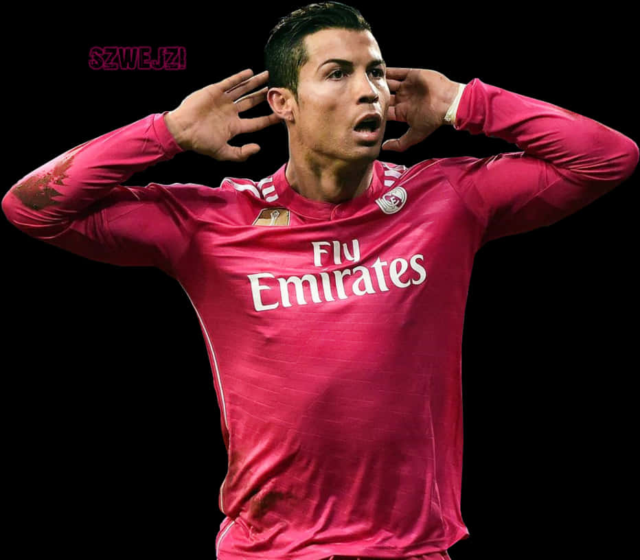Cristiano Ronaldo Celebration Pink Jersey PNG image