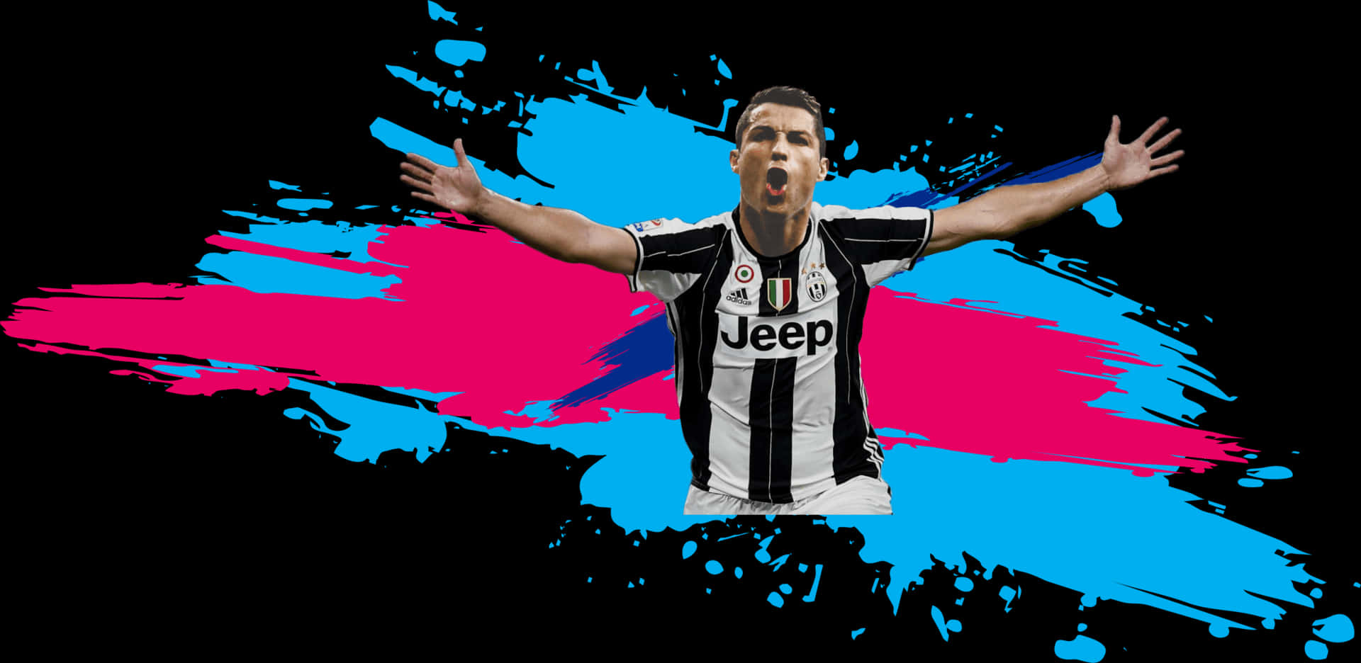 Cristiano Ronaldo Juventus Celebration Art PNG image