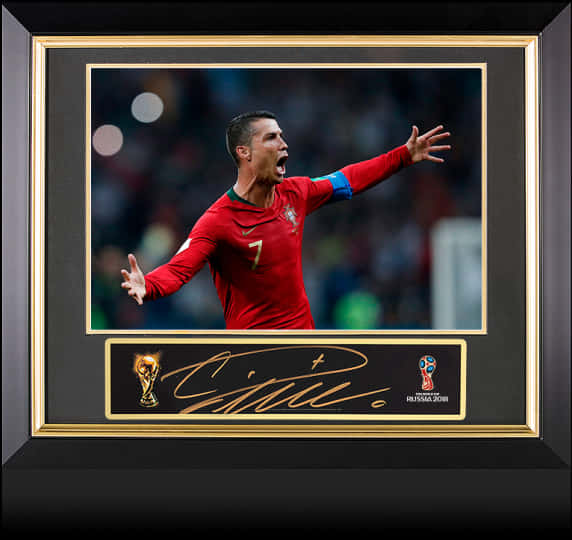 Cristiano Ronaldo Portugal Celebration Framed Photo PNG image