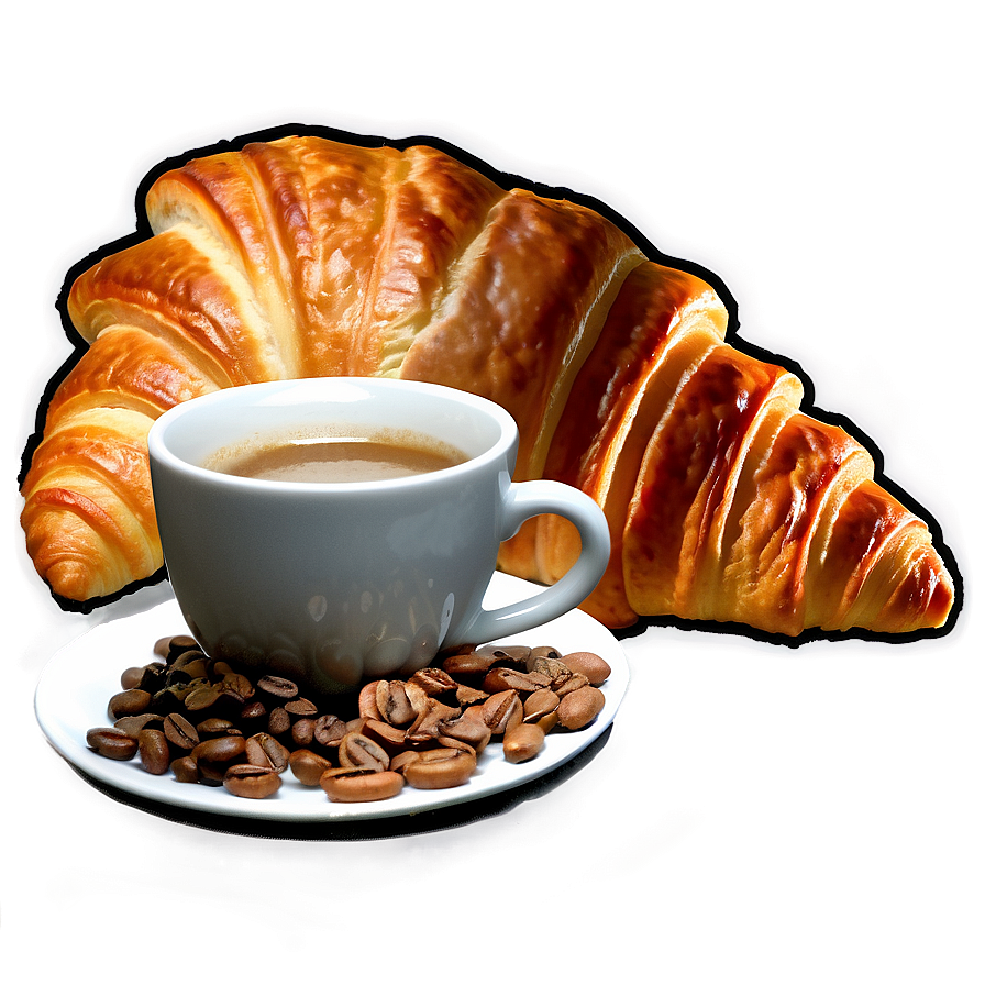 Croissant And Coffee Breakfast Png Twx7 PNG image