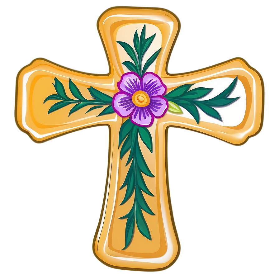 Cross Outline With Flowers Png Bnp33 PNG image