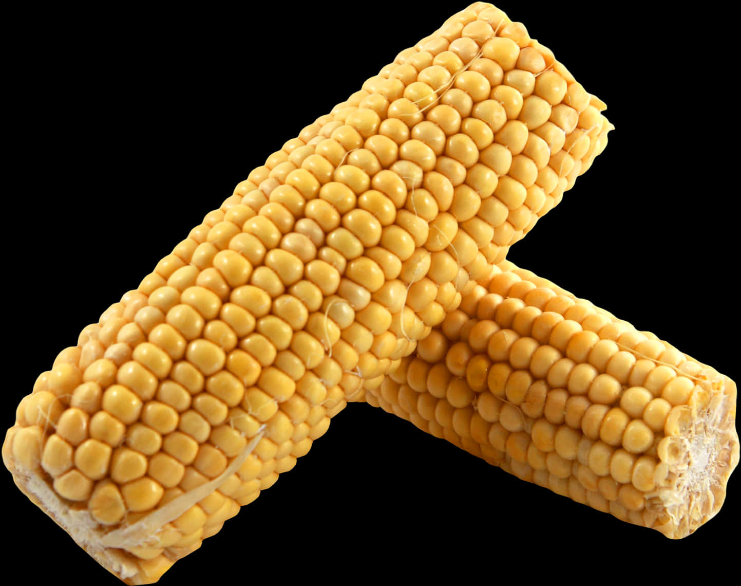 Crossed Corn Cobs Black Background PNG image
