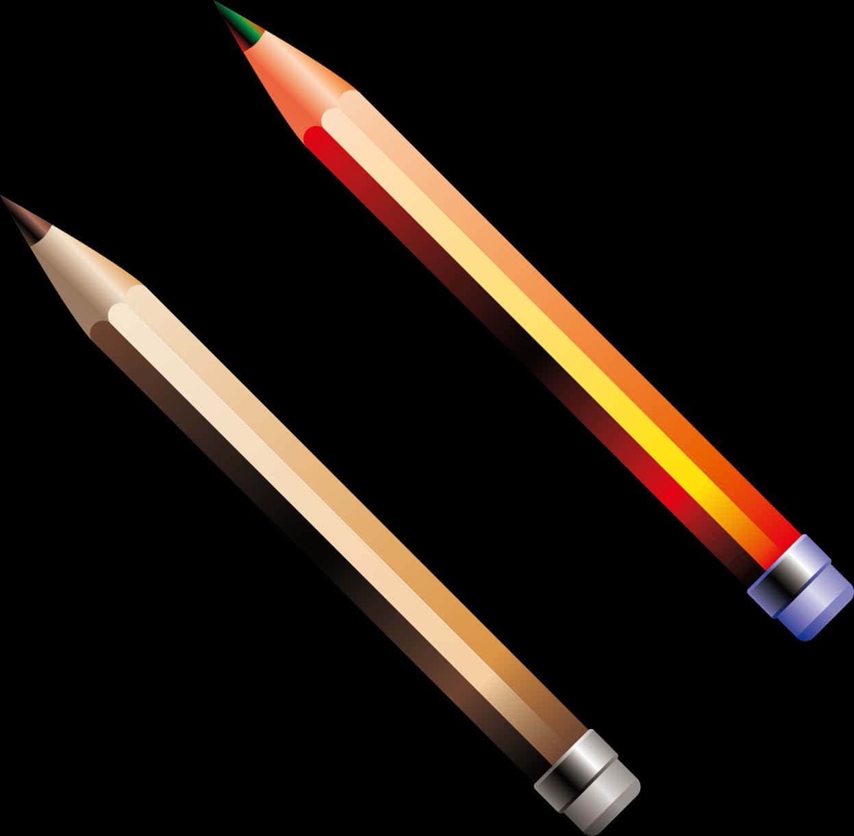 Crossed Pencils Black Background PNG image