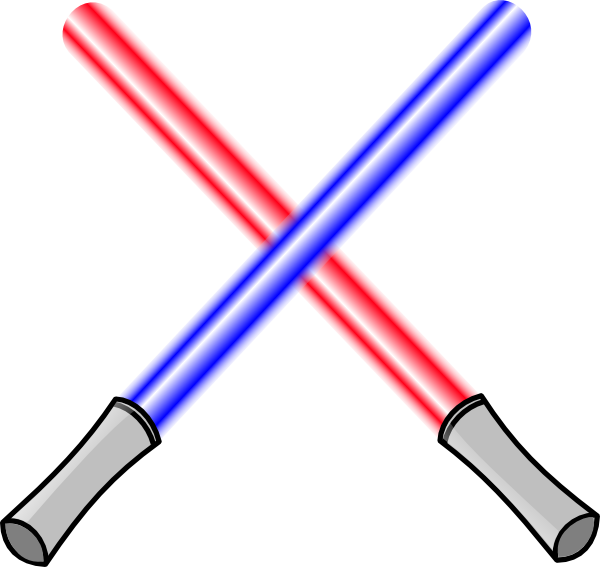 Crossed Redand Blue Lightsabers PNG image