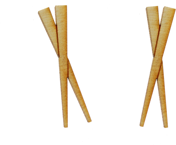 Crossedand Open Wooden Chopsticks PNG image