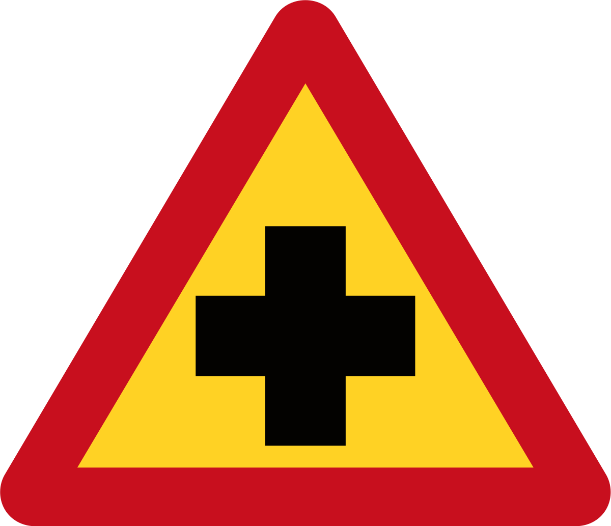 Crossroad_ Warning_ Sign_ Triangle PNG image