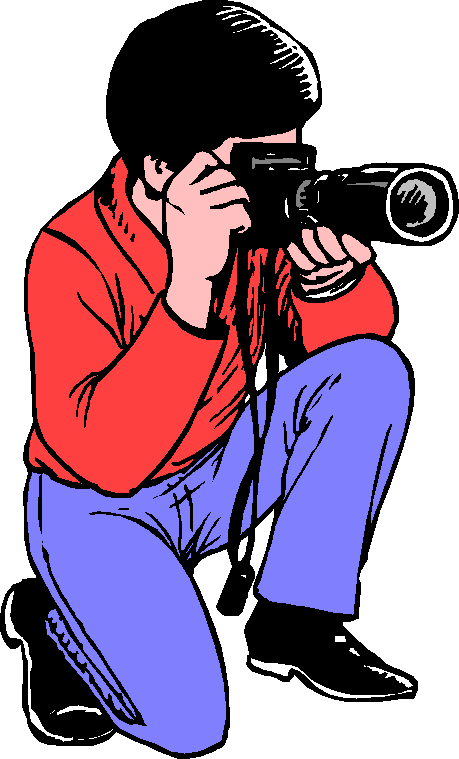 Crouching Photographer Clipart PNG image