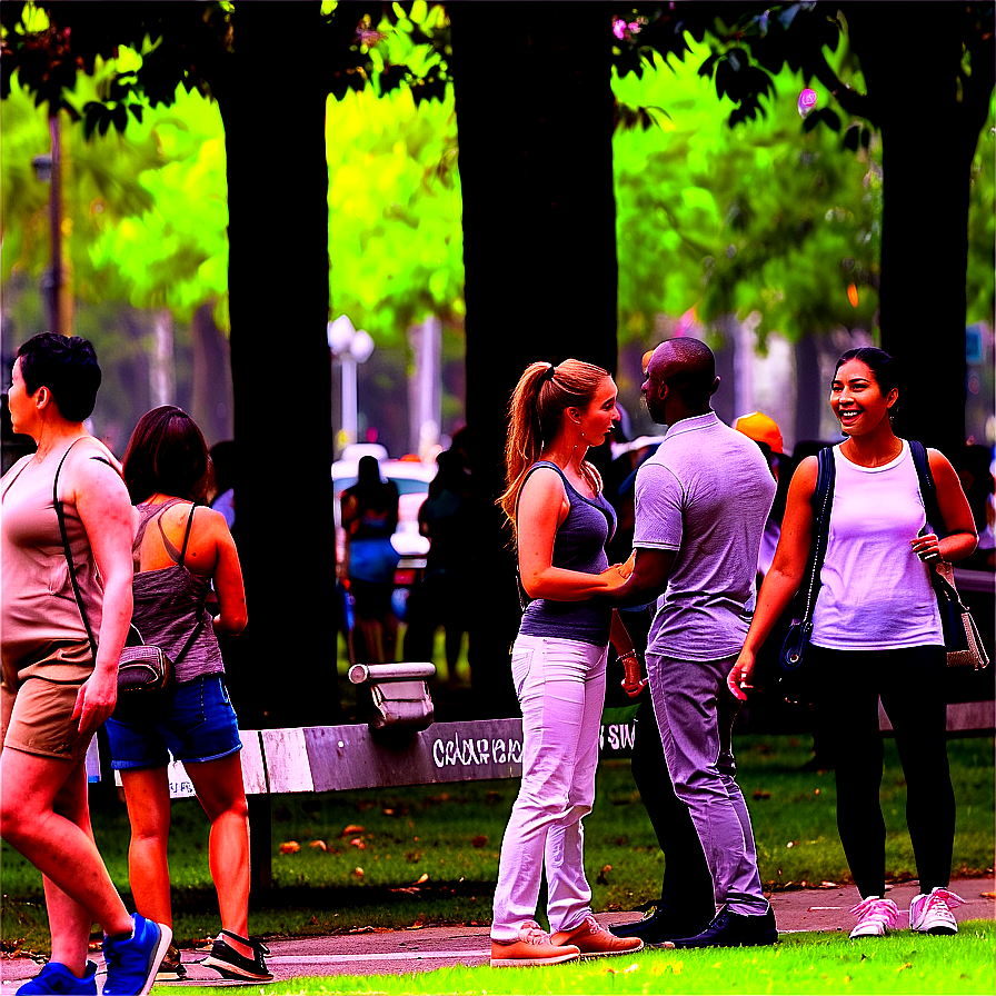 Crowded City Park Png Oxa18 PNG image
