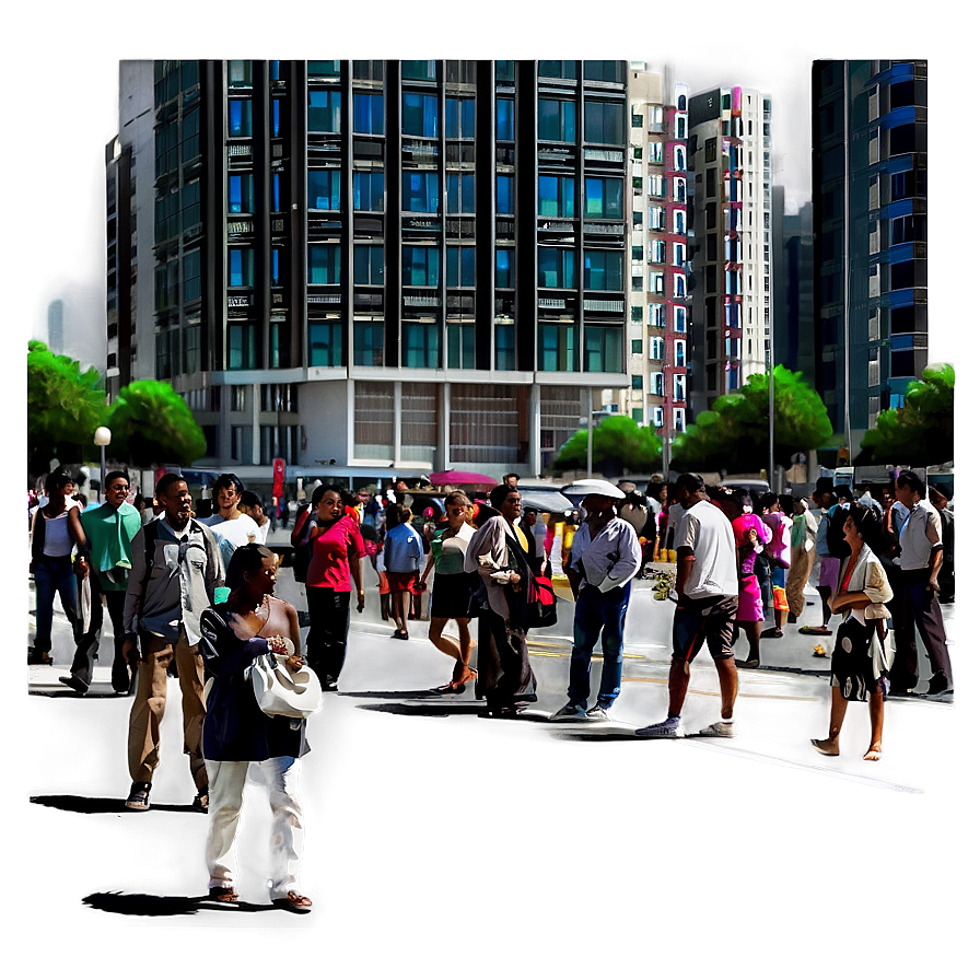 Crowded City Street Png 06252024 PNG image