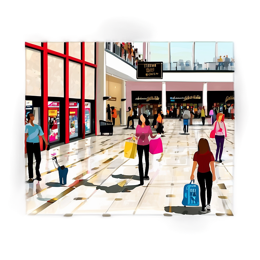 Crowded Mall Scene Png Stt PNG image