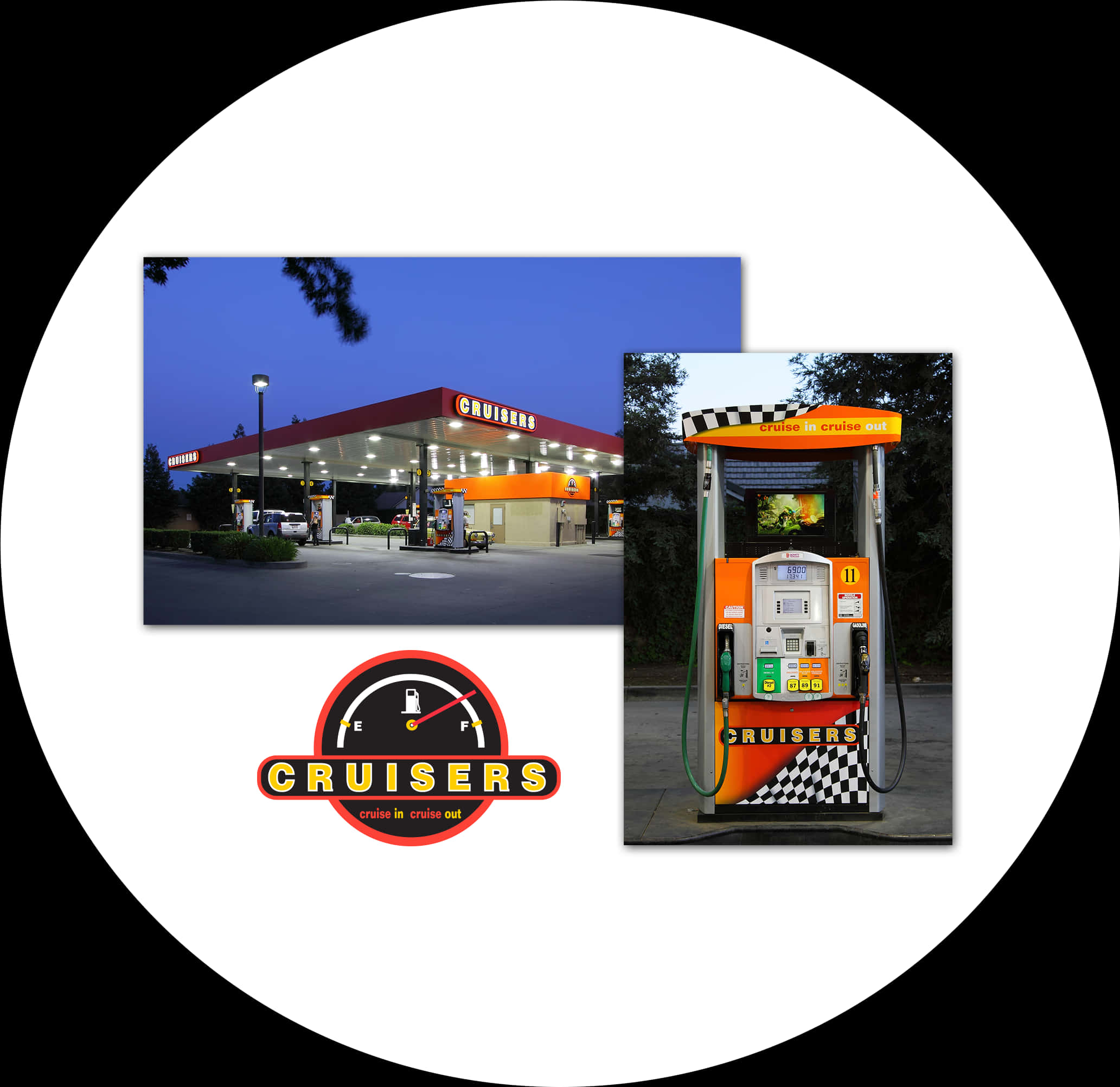 Cruisers Gas Station Branding PNG image