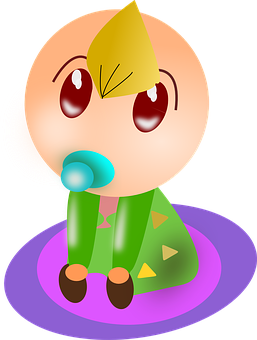 Crying Cartoon Baby With Pacifier PNG image