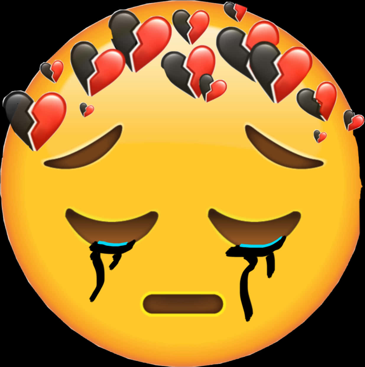 Crying Emojiwith Broken Hearts Crown PNG image