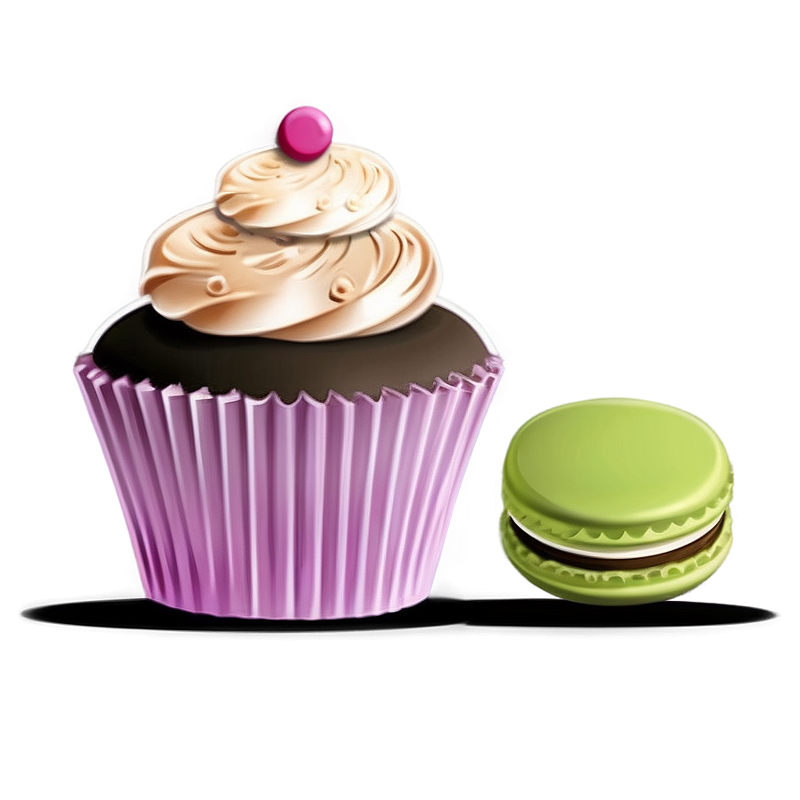 Cupcake With Macaron Png 05032024 PNG image