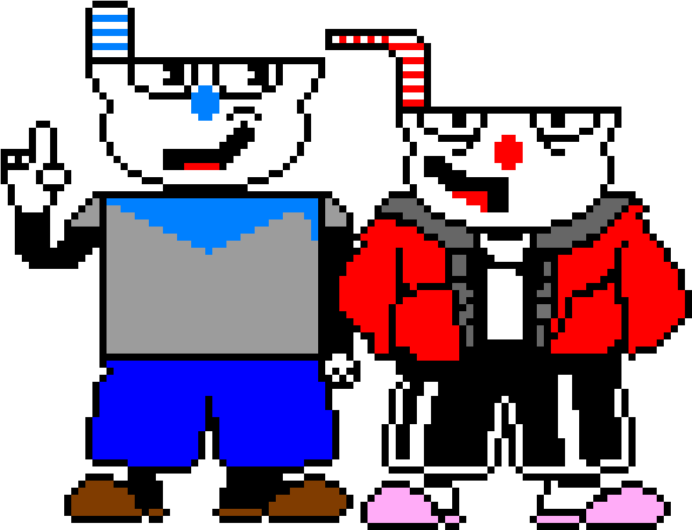 Cuphead_and_ Mugman_ Pixel_ Art PNG image