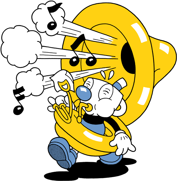 Cuphead Character Playing Trumpet PNG image