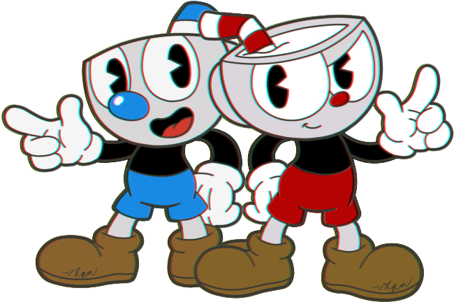Cupheadand Mugman Posing PNG image