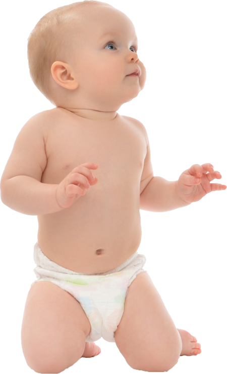 Curious Babyin Diaper PNG image