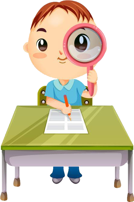 Curious Boy With Magnifying Glass PNG image