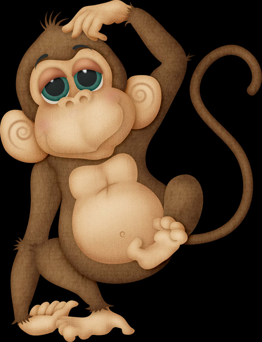 Curious Cartoon Monkey PNG image