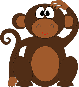 Curious Cartoon Monkey Illustration PNG image