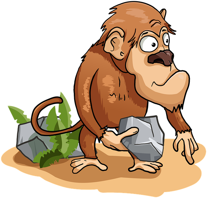 Curious Chimpanzee Cartoon Illustration PNG image