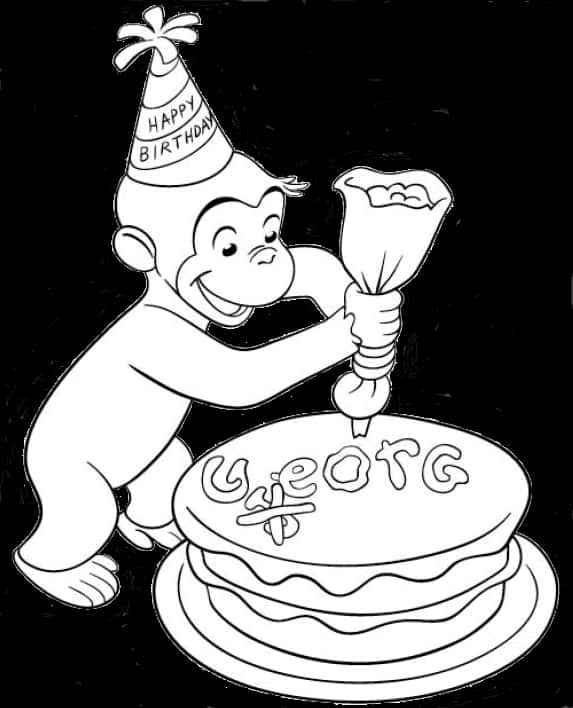 Curious George Birthday Cake Decoration PNG image