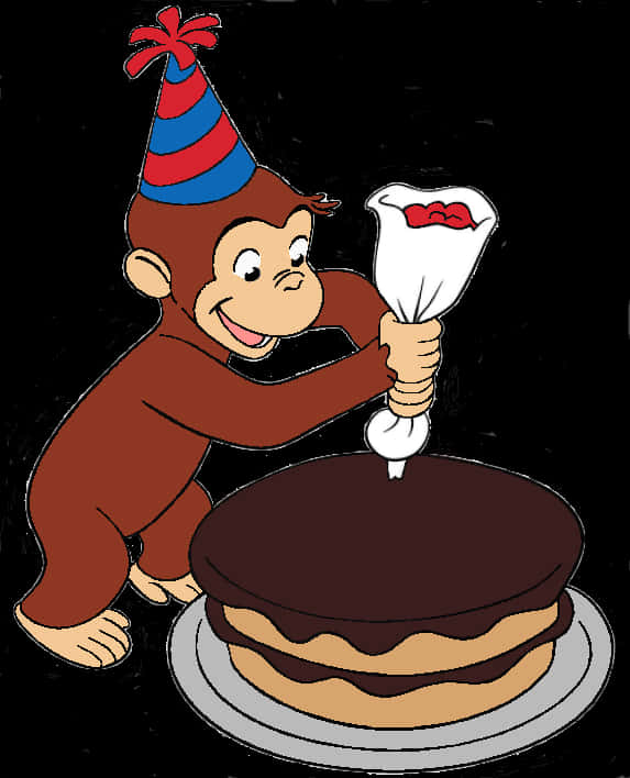 Curious George Decorating Cake PNG image