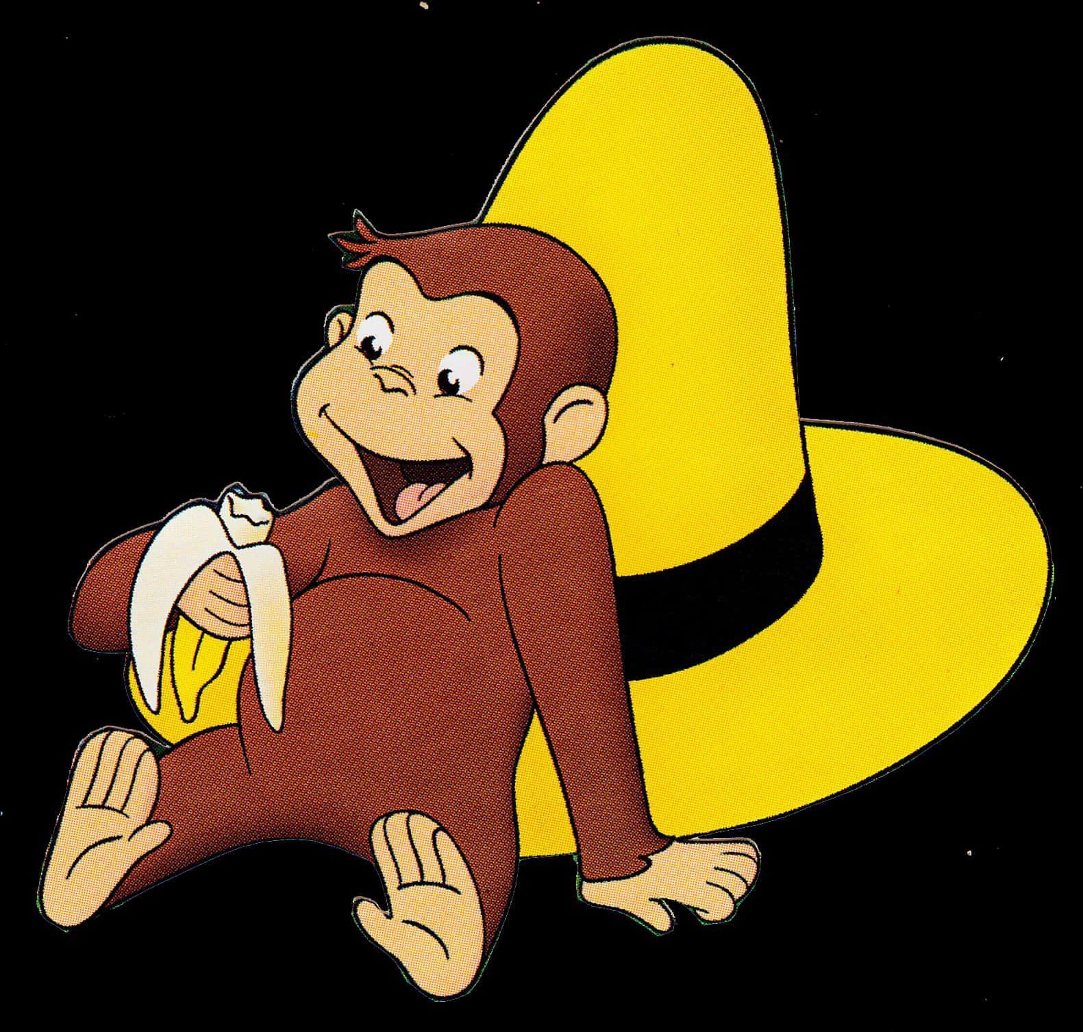 Curious George Eating Banana PNG image