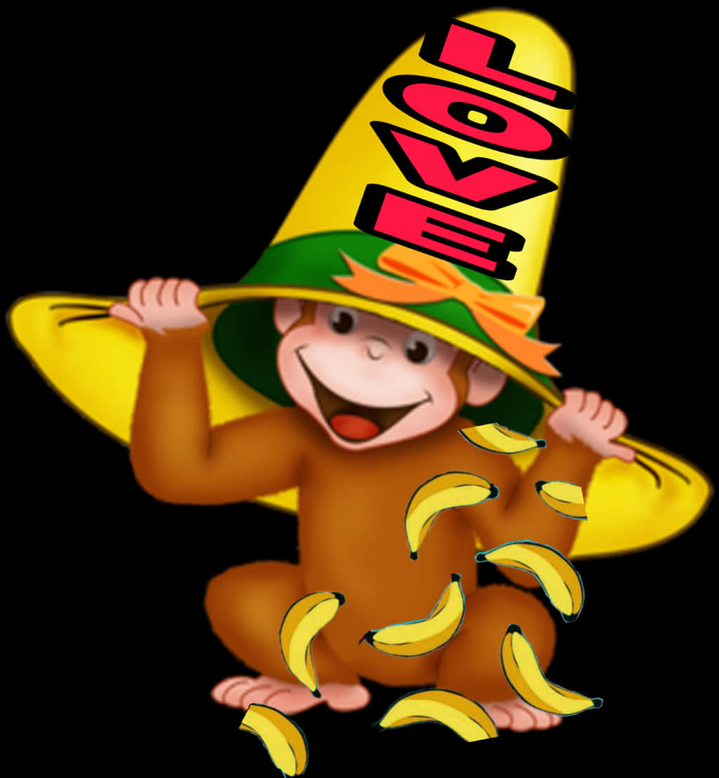 Curious George Fiesta Hat Bananas PNG image