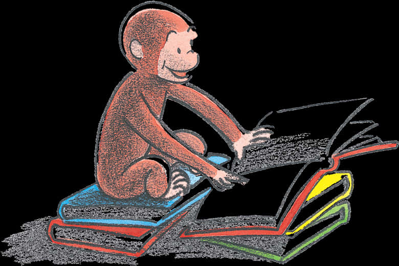 Curious George Reading Books PNG image