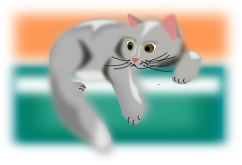 Curious Gray Cat Illustration PNG image