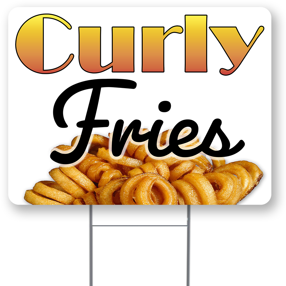 Curly Fries Signboard PNG image