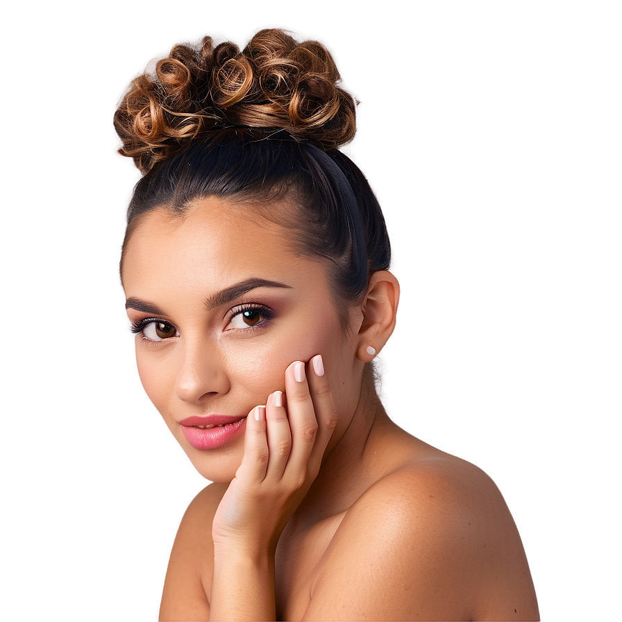 Curly Hair Bun Style Png Wcq77 PNG image