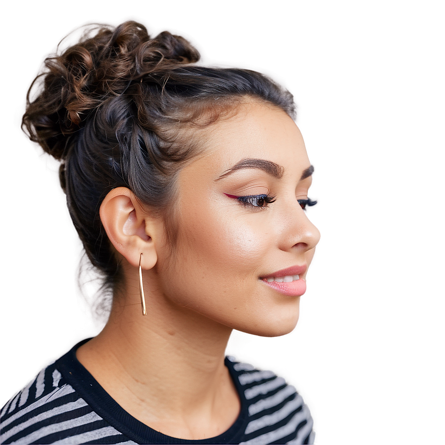 Curly Hair Bun Style Png Yag PNG image