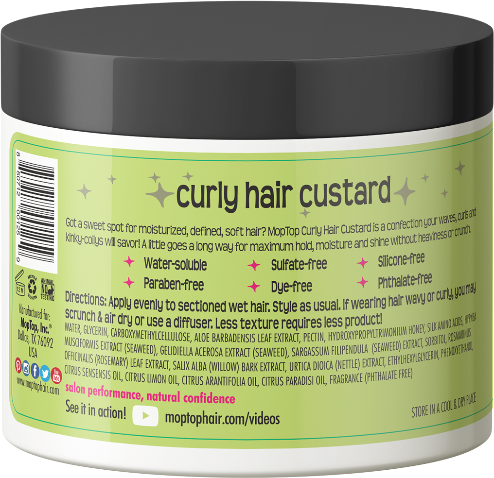Curly Hair Custard Product Label PNG image