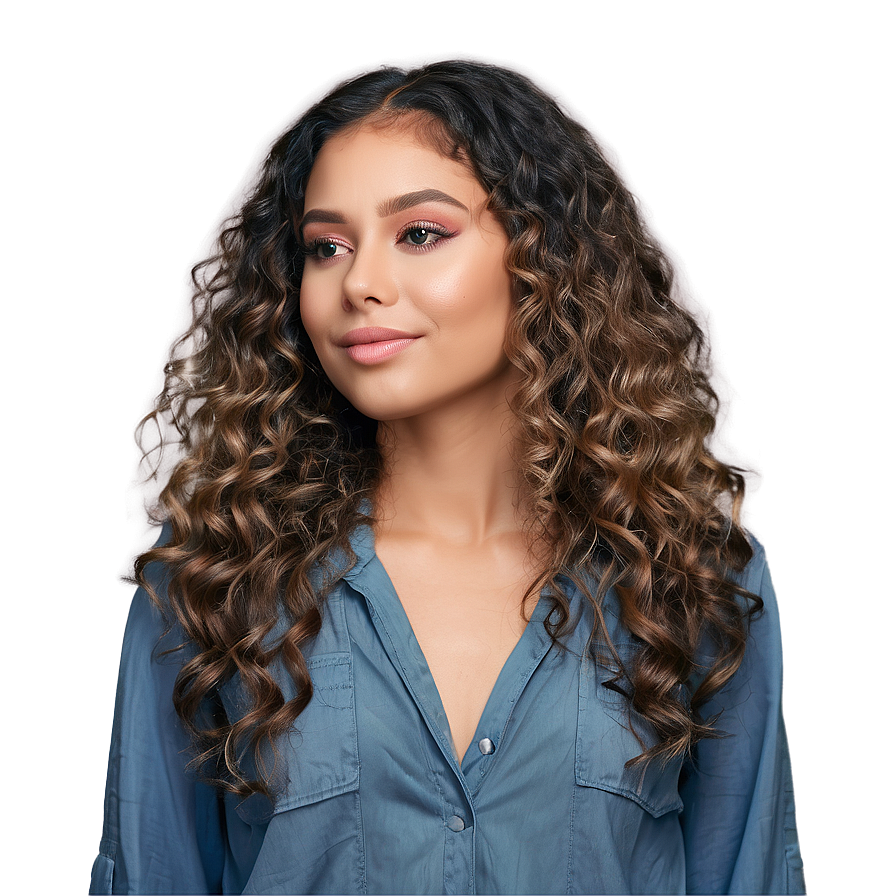 Curly Hair Studio Shot Png Rcg45 PNG image