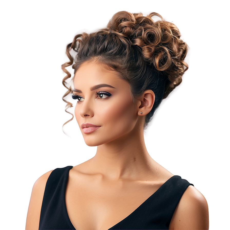 Curly Hair Updo Elegance Png 36 PNG image