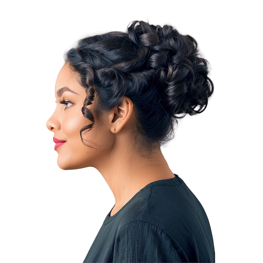 Curly Hair Updo Elegance Png Kgd69 PNG image