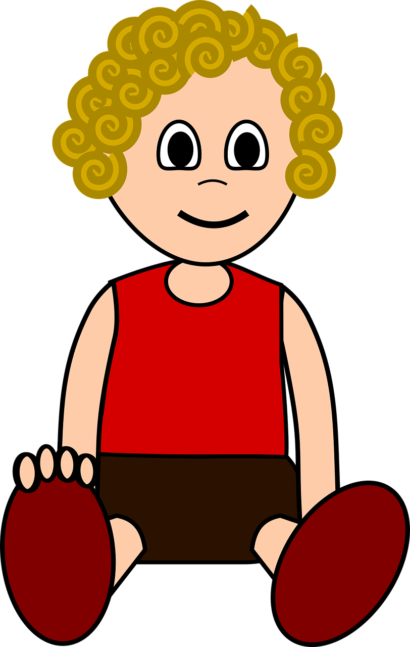 Curly Haired Cartoon Child PNG image