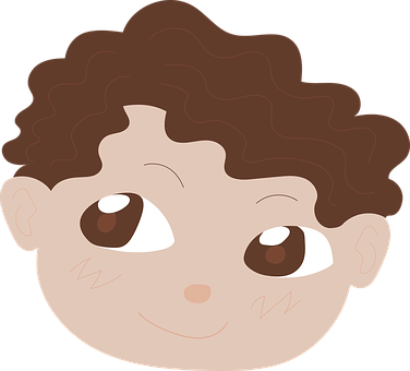 Curly Haired Cartoon Child Face PNG image