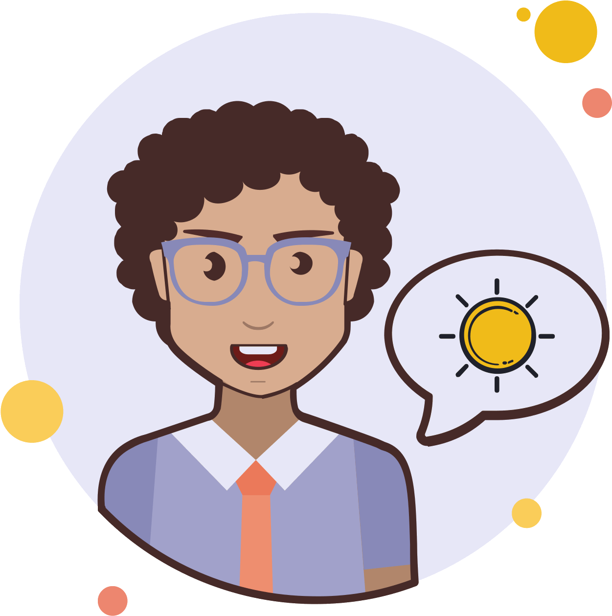 Curly Haired Person Idea Bubble PNG image