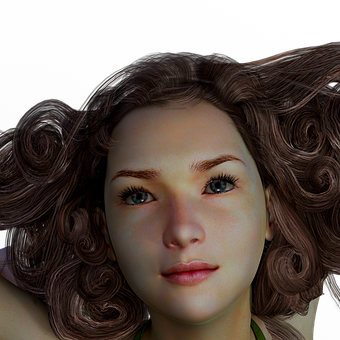 Curly Haired3 D Girl Portrait PNG image
