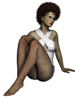 Curly Haired3 D Model Pose PNG image